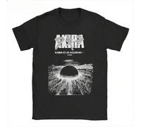 Shein Camiseta casual y retro con diseño de la película de anime Akira de 1989, camiseta de algodón negro de manga corta estilo japonés Harajuku para hombre