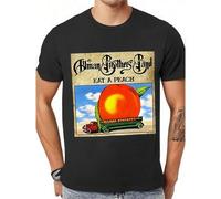 Shein Camiseta clásica con póster del álbum "Eat a Peach" de 1972 de Full Man Brothers (n.° 337190). Divertida camiseta de manga corta para hombre, negr