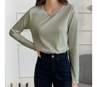 Shein Camiseta con borde de lechuga de punto acanalado, ropa de otoño, ropa de vuelta al colegio