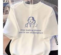 Shein Camiseta con cita divertida para mujer 2025 - "Deja de hacer drama, no eres " Camiseta gráfica, uso casual al aire libre