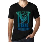 Shein Camiseta con cuello en V para hombre Techno es el bien más elevado - Techno es el bien más elevado - Camiseta gráfica ecorresponsable Regalo novedoso