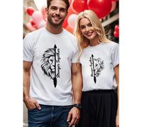 Shein Camiseta con cuello redondo y mangas sueltas con estampado de león "Stronger Together", temática de San Valentín, unisex, 100 % algodón, cómoda de lle