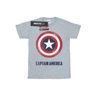 Shein Camiseta con el escudo de Capitán América y texto para hombres (Gris deportivo)