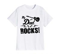 Shein Camiseta con el eslogan "My Dad ROCKS" (Mi papá es genial): suave y cómoda camiseta de verano de algodón de 190 g/m².