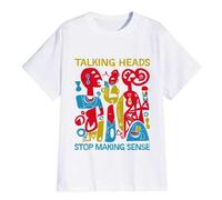 Shein Camiseta con el lema "TALKING HEADS STOP MAKING SENSE" - Camiseta informal, cómoda y veraniega de manga corta y cuello redondo, 100 % algodón, 190 g/m
