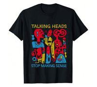 Shein Camiseta con el lema "TALKING HEADS STOP MAKING SENSE" - Camiseta informal, cómoda y veraniega de manga corta y cuello redondo, 100 % algodón, 190 g/m