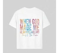 Shein Camiseta con eslogan divertido "Cuando Dios me creó, sonrió y dijo que esto será divertido" para niña preadolescente, de tela suave y cómoda, para dep