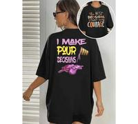 Shein Camiseta con eslogan divertido "Pour Decisions", para mujer, estampada por ambos lados, moderna e informal, cuello redondo, 220 g/m², algodón puro (1