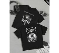 Shein Camiseta con estampado de Arch Enemy Apocalypse, para hombre, con estampado de doble cara, cuello redondo, informal, de algodón de 220 g/m² (1 unidad)