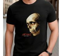 Shein Camiseta con estampado de calavera de Evil Dead 2, cuello redondo para hombre, 220 g/m², algodón puro de verano, manga corta (1 unidad)