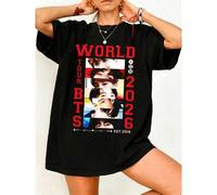 Shein Camiseta con estampado de collage de la gira mundial 2026, camiseta de novio de algodón 100% oversize para fans del ARMY de , ropa de calle