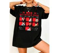 Shein Camiseta con estampado de collage de la Gira Mundial K-Pop 2026, camiseta de novio de algodón 100% oversize para fans de ARMY Streetwear (2)