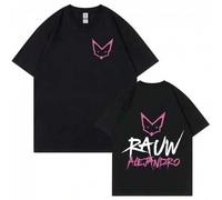 Shein Camiseta con estampado de dibujos animados de Rauw Alejandro, camiseta de manga corta estilo Kawaii, ropa para hombres y mujeres, camiseta de cuello r