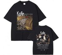 Shein Camiseta con estampado de la banda de rock Korn Follow The Leader para hombres y mujeres, camiseta de música nu-metal rara, camisetas góticas vintage,