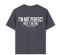 Shein Camiseta con estampado de lema inspirador "¡No soy perfecta, pero soy yo!" para niña preadolescente, de tela suave y cómoda, adecuada para deportes al