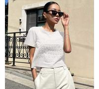 Shein Camiseta con estampado de letra "ENCUENTRA A ALGUIEN QUE AMA QUE NO ERES PERFECTO PERO TE TRATA COMO SI LO FUERAS" Crop Top de verano para mujeres
