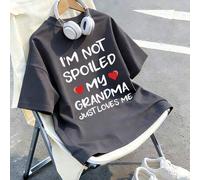 Shein Camiseta con estampado de letras divertido "NO SOY UN NIÑO MIMADO, MI ABUELA SOLO ME AMA MUCHO" adecuada para uso diario de niños, reuniones entre pad