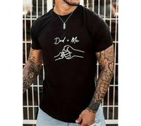 Shein Camiseta con estampado de patrón de Papá y yo - Diseño único y creativo, ajuste relajado, manga corta, cuello redondo clásico - Perfecta para el armar
