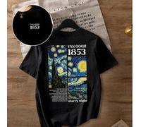 Shein Camiseta con estampado del arte "La noche estrellada" de Van Gogh de 1853: Una colisión del arte clásico. Camiseta de cuello redondo, artículo esencia