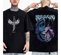 Shein Camiseta con estampado del Dios de Solo Leveling, camiseta de Sung Jinwoo, camiseta gráfica de anime de alta calidad de algodón, ropa de calle