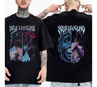 Shein Camiseta con estampado del Dios de Solo Leveling, camiseta de Sung Jinwoo, camiseta gráfica de anime de alta calidad de algodón, ropa de calle