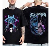 Shein Camiseta con estampado del Dios de Solo Leveling, camiseta de Sung Jinwoo, camiseta gráfica de anime de alta calidad de algodón, ropa de calle