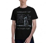 Shein Camiseta con estampado del Gato de Schrödinger, Camiseta unisex, 100% algodón, ajuste regular para uso casual, lavable a máquina, ropa urbana