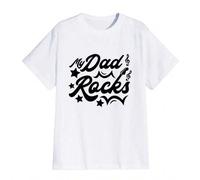 Shein Camiseta con estampado "My Dad Rocks" - Camiseta de verano informal y cómoda de manga corta con cuello redondo (190 g/m²)