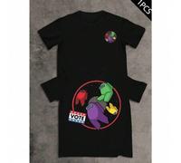 Shein Camiseta con gráfico "Impostor Vote" de Among Us, para hombre, con estampado de doble cara, cuello redondo, informal, de algodón de 220 g/m² (1 unidad