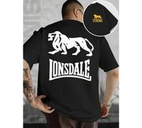 Shein Camiseta con gráfico "Lonsdale Logo", Herren-T-Shirt mit beidseitigem Aufdruck, modisch, l?ssig, Rundhalsausschnitt, 220 g/m2, reine Baumwolle (1 Stüc