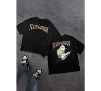 Shein Camiseta con gráficos de Flash Gordon,Camiseta de hombre con estampado a doble cara, moderna, informal, cuello redondo, 220 g/m2, puro algodón (1 piez