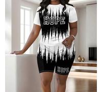 Shein Camiseta con gráficos de letras y pantalones cortos de ciclista para verano