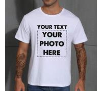 Shein Camiseta con Impresión de Foto Personalizada para Hombres - Sube tu Foto/Foto de Grupo/Pareja/Mascota/Mejor Amigo, Personaliza Texto/Nombre/Mensaje/Es
