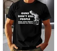 Shein Camiseta con la inscripción "Guns Don't Kill People" (Daddy's Pretty Daughters), camiseta de cuello redondo para hombre, 220 g/m², para verano, de pur