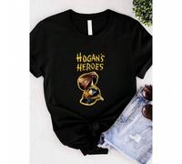 Shein Camiseta con logo de Hogan's Heroes de 1965, 100% algodón puro, 180g, tallas S-3XL, unisex, ligeramente versátil, cómoda, casual, ropa de calle para m