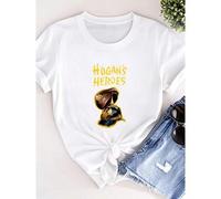 Shein Camiseta con logo de Hogan's Heroes de 1965, 100% algodón puro, 180g, tallas S-3XL, unisex, ligeramente versátil, cómoda, casual, ropa de calle para m
