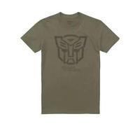 Shein Camiseta con logotipo contorneado de los Autobots para hombres (verde militar)
