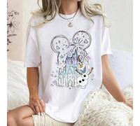 Shein Camiseta con Retrato de Princesa Elsa de Frozen y Orejas de Mickey del Castillo de Disney, Regalo de Vacaciones del Reino Mágico de los Parques Disney