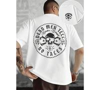 Shein Camiseta con silueta de la banda U2, Herren-T-Shirt mit beidseitigem Aufdruck, modisch, l?ssig, Rundhalsausschnitt, 220 g/m2, reine Baumwolle (1 Stück