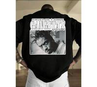 Shein Camiseta Coolio Gangsta's Paradise de hip hop de los 90, para hombre, con estampado de doble cara, cuello redondo informal, 220 g/m² de algodón puro (