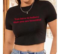 Shein Camiseta corta de manga corta personalizada para mujer de talla grande, agrega texto, elige el color y la fuente preferidos, diseña tu propio regalo p