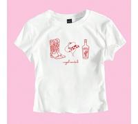 Shein Camiseta corta de mujer con estampa gráfica de estilo Y2K de vaquera con temática de tequila