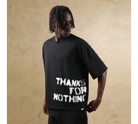 Shein Camiseta corta holgada para hombre con estampado de texto en negrita "Gracias por nada", de algodón, casual y de estilo urbano