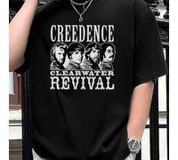 Shein Camiseta Creedence Clearwater Revival, cuello redondo para hombre, 220 g/m², verano, algodón puro, manga corta (1 pieza)
