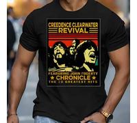 Shein Camiseta Creedence Clearwater Revival para hombre, 220 g/m², algodón puro, manga corta y cuello redondo, camiseta de verano (1 pieza)