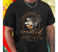 Shein Camiseta cristiana hombre Perhaps You Were Created For Such A Time As This Esther 4 14 moderna casual cómoda regalo motivacional oferta exclusiva mod