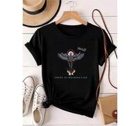 Shein Camiseta de 180g de algodón puro con estampado del álbum "Angel of Retribution" de Judas Priest, con Ian Hill y Rob Halford. Ropa de diseñador casual