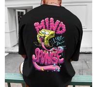 Shein Camiseta de algodón 100% oversize con diseño de Bob Esponja, una prenda de moda casual de verano esencial, cómodamente versátil, un básico de estilo j