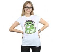 Shein Camiseta de algodón blanca con el texto "Hulk Say Green" de Avengers: Endgame para mujeres/señoras