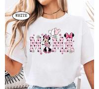 Shein Camiseta de algodón blanca Disney Minnie Mouse MAMA Día de la Madre, camiseta de regalo lindo para mamá, top cómodo para mujeres